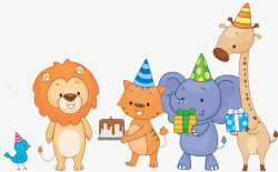 教育卡通动物形象狮子的生日高清图片