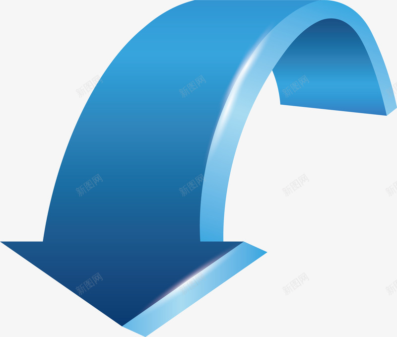 蓝色立体曲线向下箭头矢量图ai免抠素材_新图网 https://ixintu.com 几何 创意 向下 图案 彩色 彩色小箭头 指引 方向 曲线 立体 箭头 线条 色彩 蓝色 矢量图