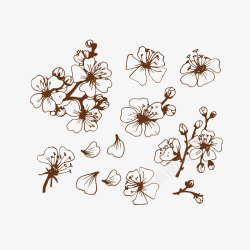 花苞插画素材卡通手绘腊梅花枝矢量图高清图片