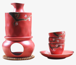 温酒中国风陶瓷家用梅花酒杯套装高清图片