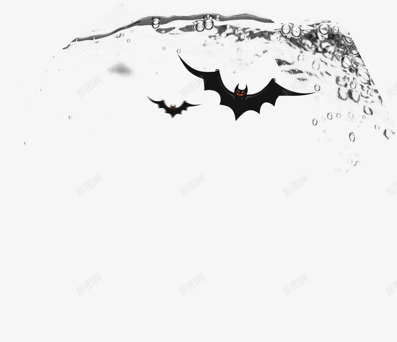 液体边框png免抠素材_新图网 https://ixintu.com 免费下载 水珠 蝙蝠 黑白