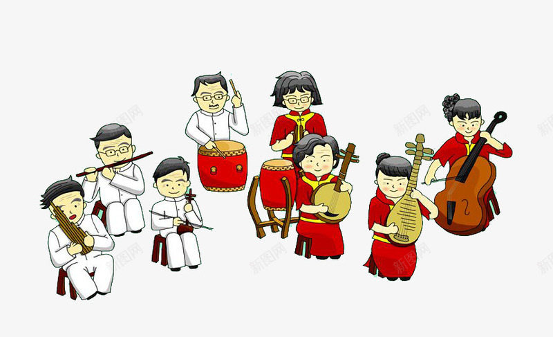 民俗风情png免抠素材_新图网 https://ixintu.com 卡通 彩色 民族乐器 音乐