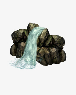 水流与石头素材