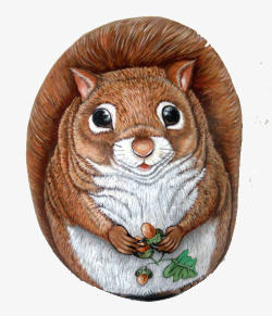 艺术动物模型松鼠创意松鼠石头画高清图片