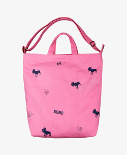 粉红色印花石头和斗牛犬粉红色帆布袋高清图片
