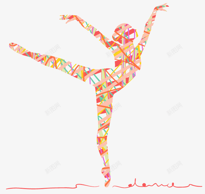 彩色抽象芭蕾舞女子剪影png免抠素材_新图网 https://ixintu.com 丝带 剪影 女子 抽象 舞者 舞蹈 芭蕾舞