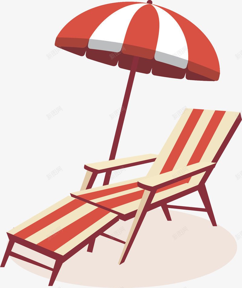 沙滩条纹懒人躺椅png免抠素材_新图网 https://ixintu.com 彩虹伞 懒人躺椅 沙滩度假 红白条纹