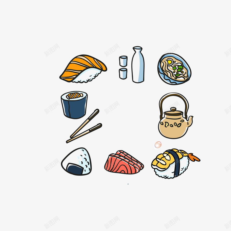 彩色立体卡通日本料理集合png免抠素材_新图网 https://ixintu.com 彩色日本料理 日本料理集合 矢量日本料理 立体卡通