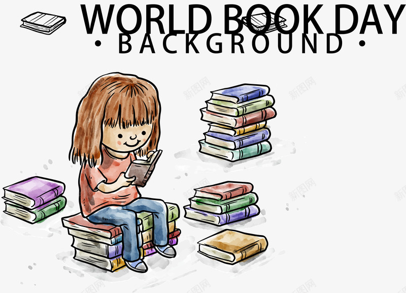 世界读书日读书的女孩png免抠素材_新图网 https://ixintu.com 教育 时间读书日 爱好