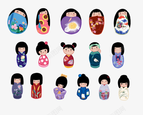 日本和服娃娃图标图标