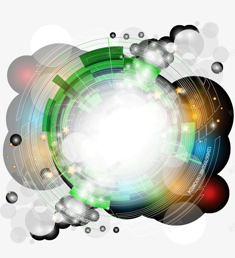 缤纷抽象炫光北京png免抠素材_新图网 https://ixintu.com 圆形 彩色 抽象 数码 炫光 科技 缤纷 背景