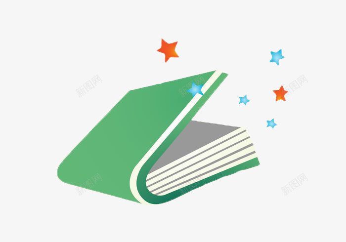 一本绿色的书png免抠素材_新图网 https://ixintu.com 一本书 教育 星星 绿色