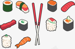 卡通日本料理食物插图素材