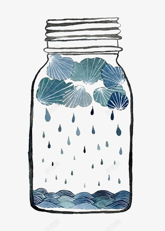 天气瓶png免抠素材_新图网 https://ixintu.com 下雨 卡通 手绘 抽象 插画 文艺 瓶子