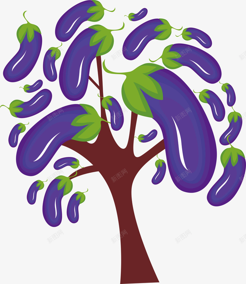 茄子树png免抠素材_新图网 https://ixintu.com AI 卡通 大树 手绘 抽象 插图 插画 树木 紫色 线条 茄子 蔬菜