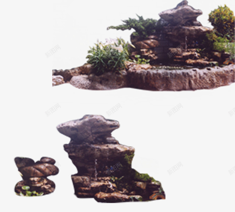 假山石头花园png免抠素材_新图网 https://ixintu.com 假山 奇石 石头造型环境设计 绿化带