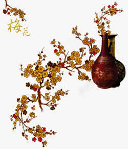 刺绣梅花中国风梅花背景高清图片