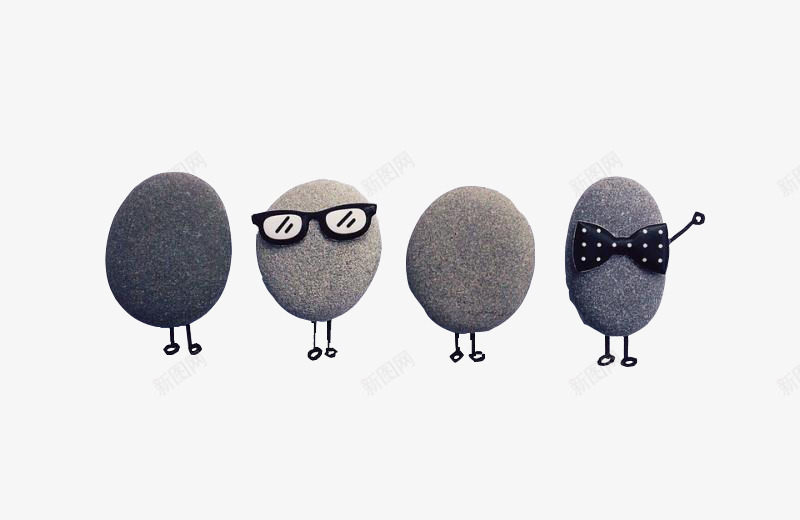 小石头的聚会png免抠素材_新图网 https://ixintu.com 可爱的小石头 戴眼镜的石头 石头创意组合 蝴蝶领结