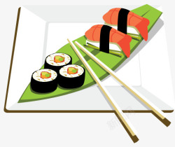 虾仁寿司美味的日本寿司矢量图高清图片