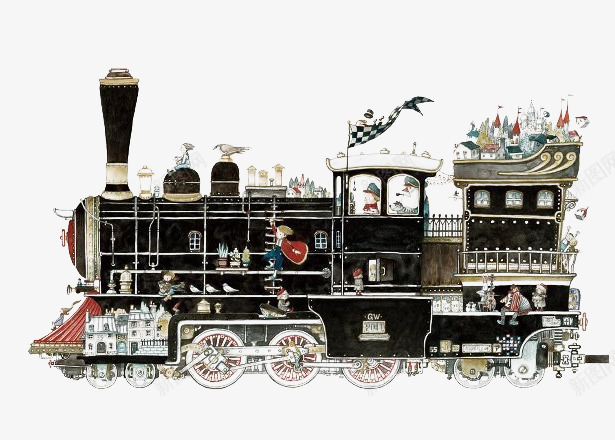 蒸汽火车插画png免抠素材_新图网 https://ixintu.com Junaida 插画设计 日本 火车 画家