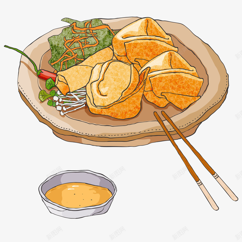日本料理套餐关东煮png免抠素材_新图网 https://ixintu.com 关东煮 套餐 日本料理 蘸酱 豆腐卷 食物
