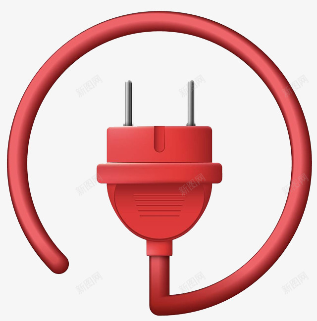 红色插头简约图标png_新图网 https://ixintu.com 器件 图标 宣传 插头 教育 电力工程 装饰