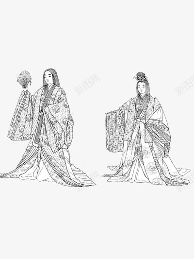 人物手绘png免抠素材_新图网 https://ixintu.com 和服 手绘 日本 服装设计