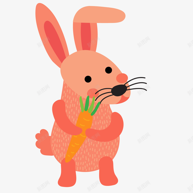 抱着胡萝卜的小兔子矢量图ai免抠素材_新图网 https://ixintu.com 动物设计 卡通 小兔子 粉红色 胡萝卜 矢量图