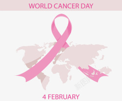 世界癌症交叉粉红丝带癌症日矢量图高清图片