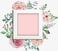 山茶相框手绘粉色山茶装饰相框高清图片