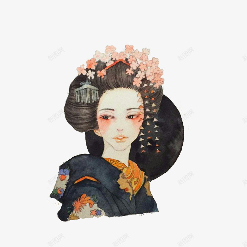 穿和服的女人png免抠素材_新图网 https://ixintu.com 和服 女人 手绘 日本