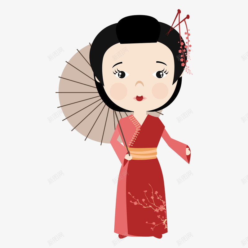和服png免抠素材_新图网 https://ixintu.com 人物 卡通女孩 和服 和服女孩 日本文化 服装 服饰