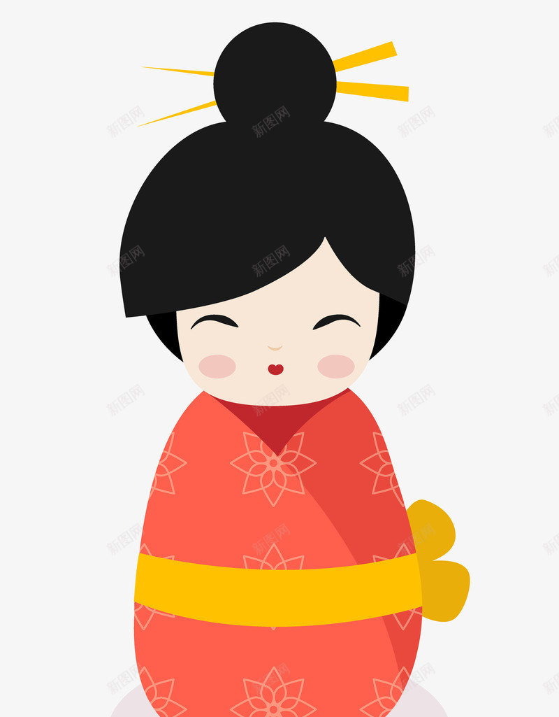 卡通手绘可爱的日本娃娃png免抠素材_新图网 https://ixintu.com 创意 动漫动画 卡通 可爱的日本娃娃 工艺 手绘