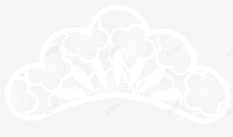 白色扇形梅花花纹装饰图案png免抠素材_新图网 https://ixintu.com 免抠PNG 扇形 梅花 白色 花纹 装饰图案
