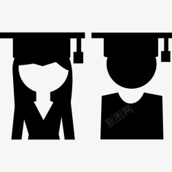 情侣两人同行男性和女性毕业生对图标高清图片