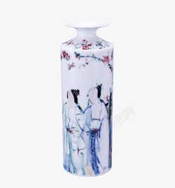 坚果盘摆件实物中国风人物陶瓷花瓶摆件高清图片