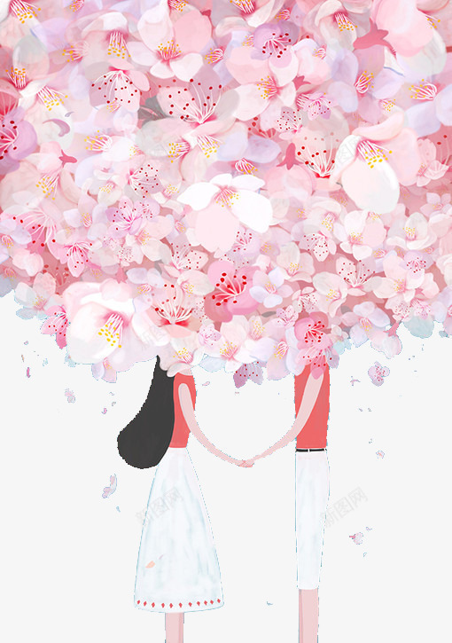 花卉背景下的情侣psd免抠素材_新图网 https://ixintu.com 创意背景 情侣 粉红色 花朵