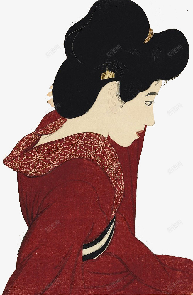 女人png免抠素材_新图网 https://ixintu.com 女人 手绘 插画 日本 红衣女人