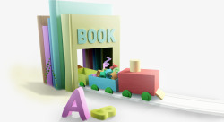 书本积木火车儿童玩具素材
