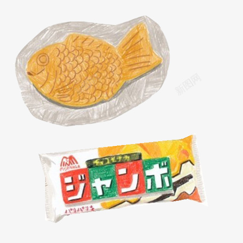 鱼糕和糖果手绘画片png免抠素材_新图网 https://ixintu.com 日本零食 糕点 糖果 鱼糕 黄色