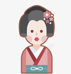 漂亮的头饰手绘漂亮日本女人高清图片