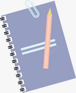 别针图案紫色卡通铅笔笔记高清图片