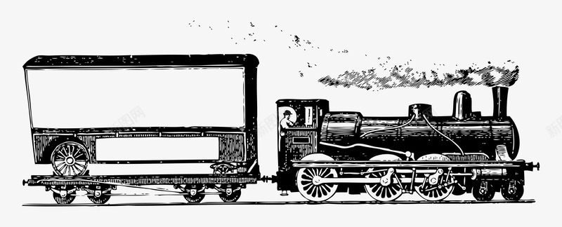 手绘黑白古老欧洲火车png免抠素材_新图网 https://ixintu.com 古老的火车 手绘的火车 欧洲的火车 黑白的火车