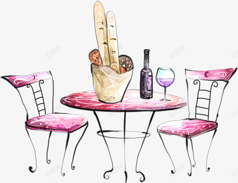 卡通手绘粉红桌子png免抠素材_新图网 https://ixintu.com 卡通桌子 手绘家具 手绘桌子 水墨线稿桌子