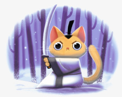 日本猫咪武士矢量图素材