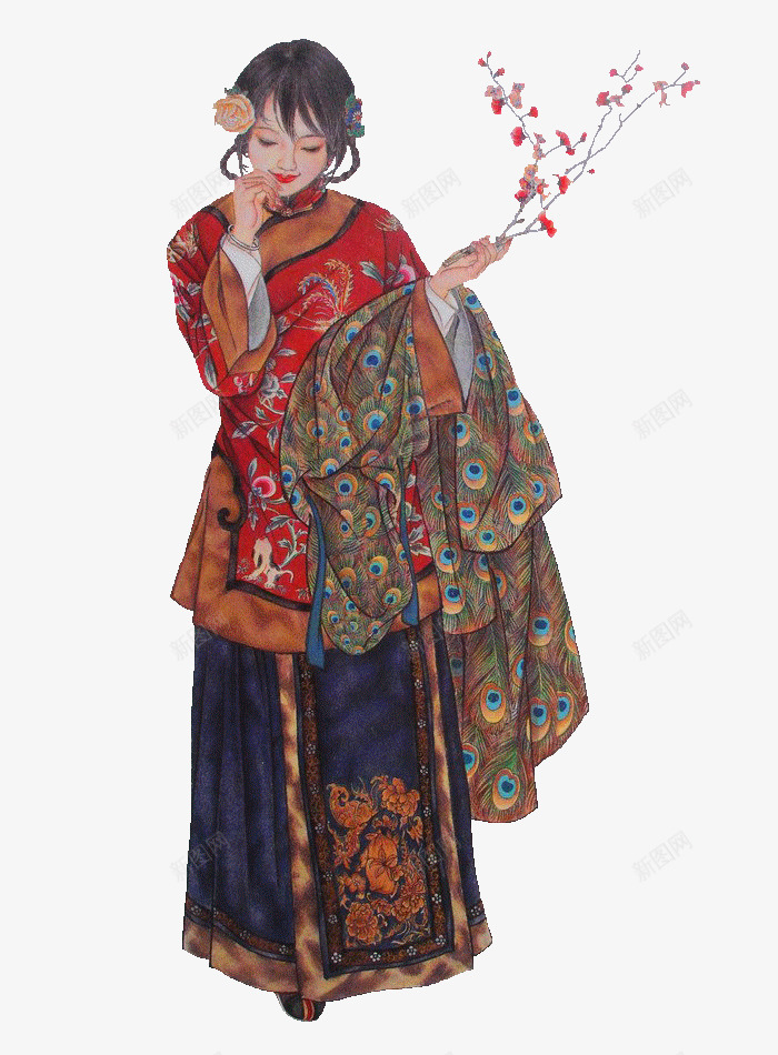 中国古代女子png免抠素材_新图网 https://ixintu.com 中国风 传统 古代 女性 梅花