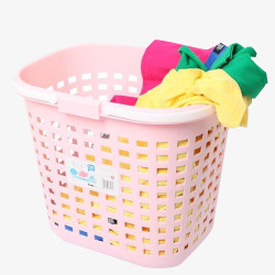 塑料双层洗衣篮粉红色的脏衣蓝高清图片