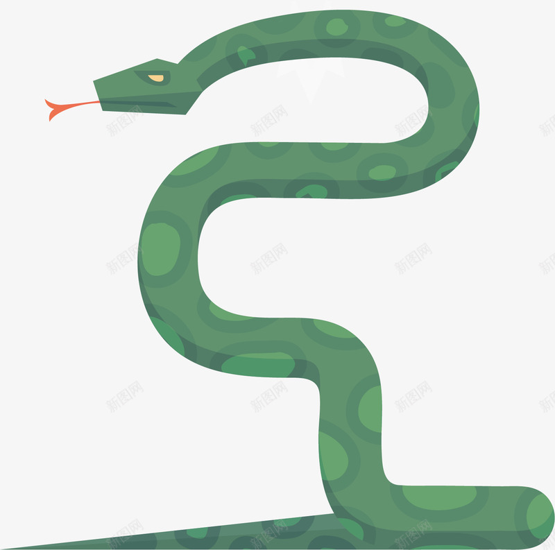绿色的小蛇矢量图ai免抠素材_新图网 https://ixintu.com 动物 卡通 手绘 抽象 绿色 食肉动物 矢量图