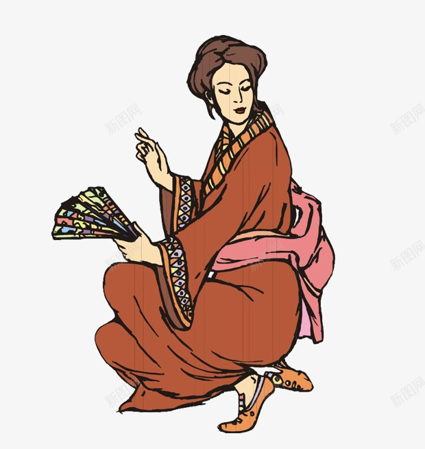往后看的古代日本和服女子png免抠素材_新图网 https://ixintu.com 古代 和服 日本 日本和服女 看