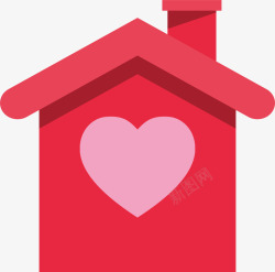 红色的小房子粉红色爱心小房子矢量图高清图片